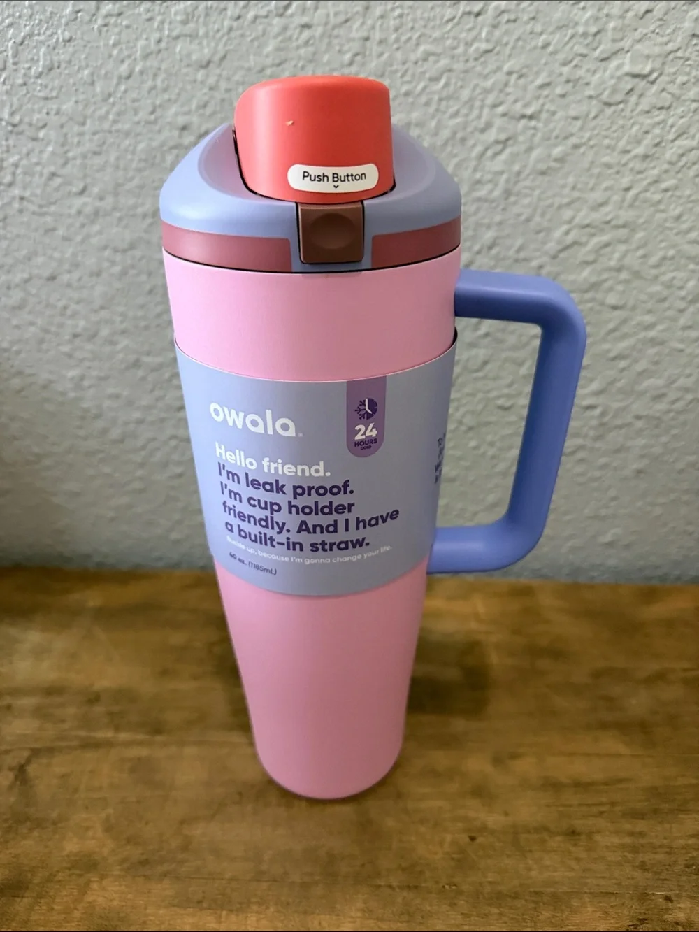 Owala Pink & Lavender Insulated Travel Tumbler with Handle 40 oz - Picture 1 of 6